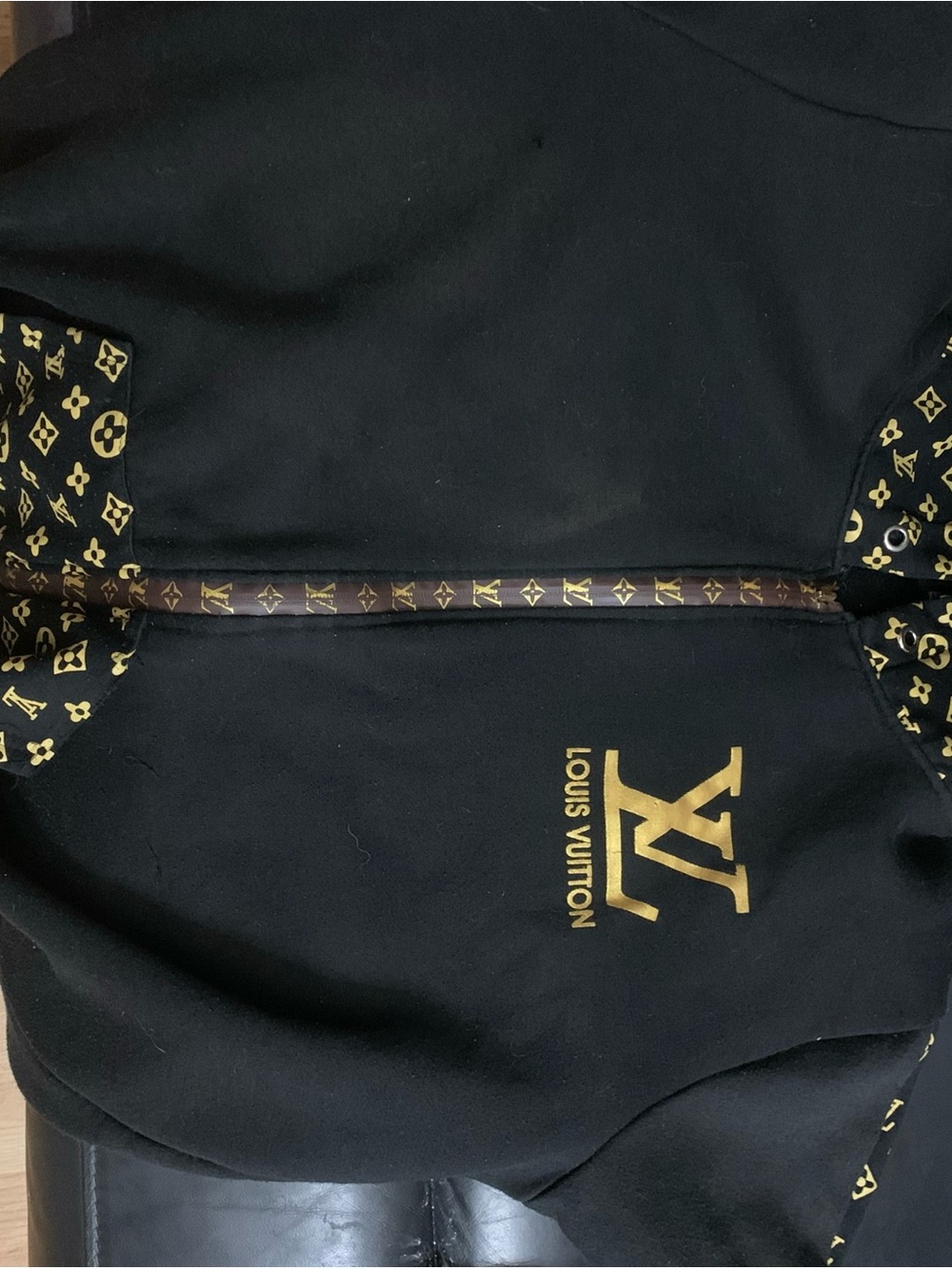 Louis Vuitton Black & Gold Monogram Zip-Up Hoodie
